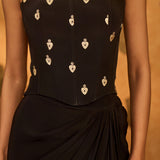 Black Heartbeat Draped Corset Set