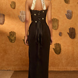 Black Heartbeat Draped Corset Set