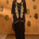 Black Heartbeat Draped Cape Set