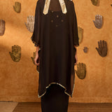 Black Heartbeat Draped Cape Set