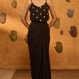 Black Heartbeat Draped Cape Set