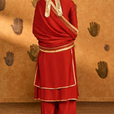 Red Mandarin Sky Kurta Set