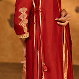Red Mandarin Sky Kurta Set