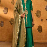 Green Gilded Sharara Set