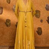 Spiced Ochre Pop Pendant Anarkali Set