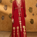 Red Pop Pod Pendant Anarkali Set