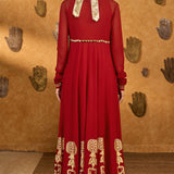 Red Pop Pod Pendant Anarkali Set