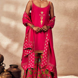 Pink Tropical Rhapsody Sharara Set
