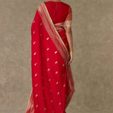 Red Haath Phool Saree
