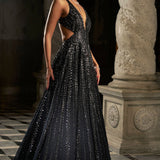 Navy Sequin Gown