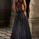 Navy Sequin Gown