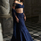 Navy Sequin Skirt Set