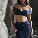 Navy Sequin Skirt Set