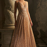 Nude Sequin Gown