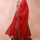 Maroon Anarkali With Palazzo And Dupatta