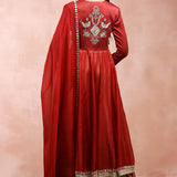Maroon Anarkali With Palazzo And Dupatta