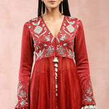 Maroon Anarkali With Palazzo And Dupatta