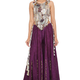 Purple Georgette Choli with Silk Sharara Set