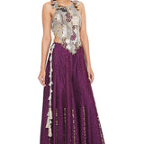 Purple Georgette Choli with Silk Sharara Set