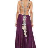 Purple Georgette Choli with Silk Sharara Set