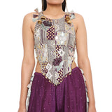 Purple Georgette Choli with Silk Sharara Set