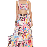 Trance Print Denim Skirt Set