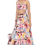 Trance Print Denim Skirt Set