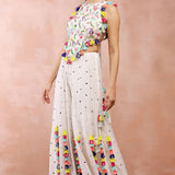 Off White Embroidered Choli With Sharara