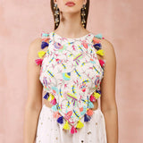 Off White Embroidered Choli With Sharara