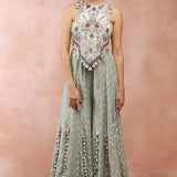 Powder Blue Applique Embroidered Choli With Sharara