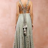 Powder Blue Applique Embroidered Choli With Sharara