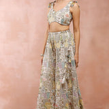 Off White Embroidered Choli With Sharara And Dupatta