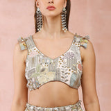 Off White Embroidered Choli With Sharara And Dupatta