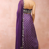 Purple Embroidered Corset Bustier With Skirt And Dupatta