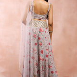 Grey Gulbagh Print Choli With Sharara And Dupatta