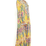 Yellow Enchanted Print Georgette Boho Dress