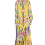 Yellow Enchanted Print Georgette Boho Dress