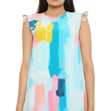 Painterly Print Layered Dress