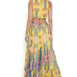 Yellow Enchanted Print Cut-Out Dress