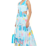 Painterly Georgette Cut Out Dress