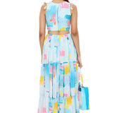 Painterly Georgette Cut Out Dress