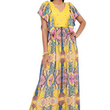 Yellow Enchanted Print Crepe Dress