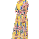 Yellow Enchanted Print Crepe Dress