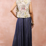 Stone Jacket And  Bustier With Denim Sharara
