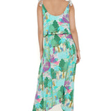 Aqua Kuno Print Crepe Embroidered Jumpsuit
