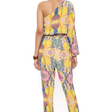 Yellow Enchanted Print Crepe Jumpsuit
