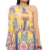 Yellow Enchanted Print Crepe Jumpsuit