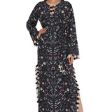 Black Forest Print Long Beyza Kaftan