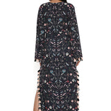 Black Forest Print Long Beyza Kaftan