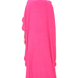 Pink Embroidered Yoke Scalloped Edge Kaftan